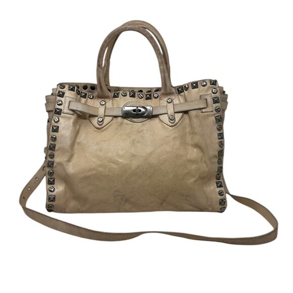 GIORGIO BRATO Beige Leather Studded Tote Bag - Picture 10 of 16